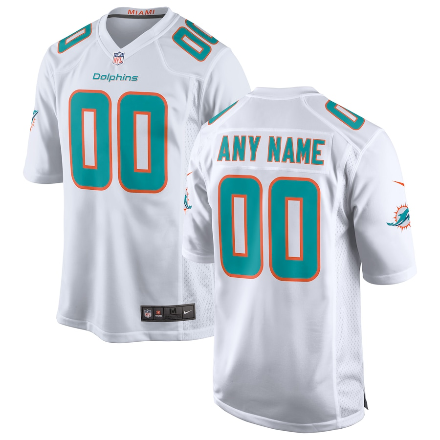 Custom Miami Dolphins White Game Jerseys