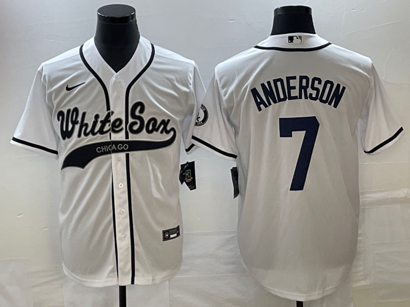 Men's Chicago White Sox Tim Anderson #7 White Replica Player Jerseys Joint Edition