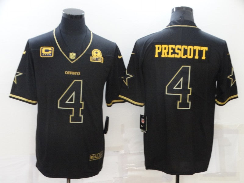 Men's Dallas Cowboys Dak Prescott #4 Black Game Player Jerseys