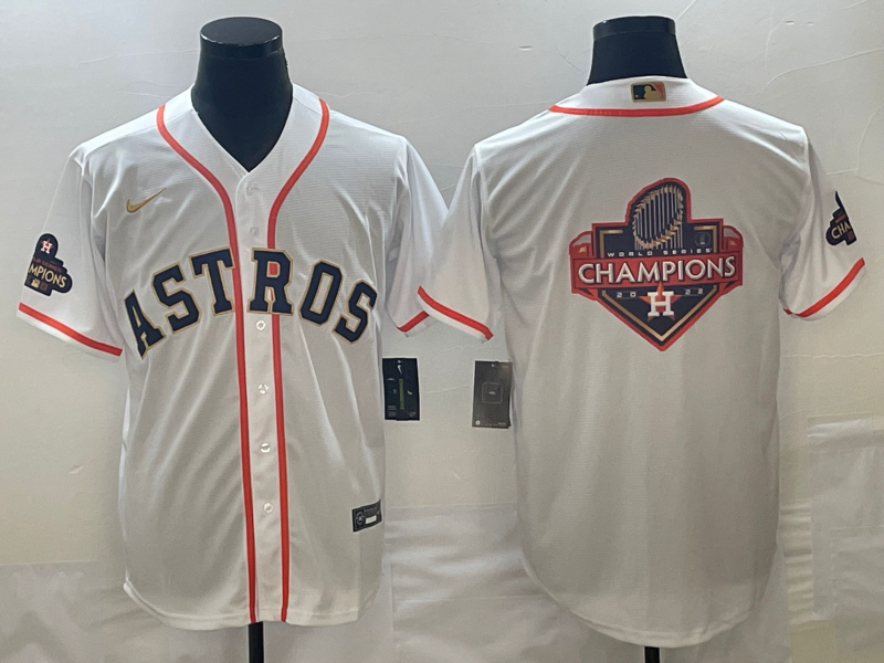 Men's Houston Astros White 2023 Gold Collection Replica Player Jerseys