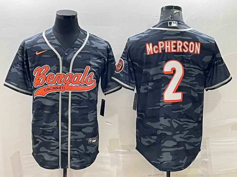 Men's Cincinnati Bengals Evan McPherson #2 Grey Camouflage Fashion Game Jerseys