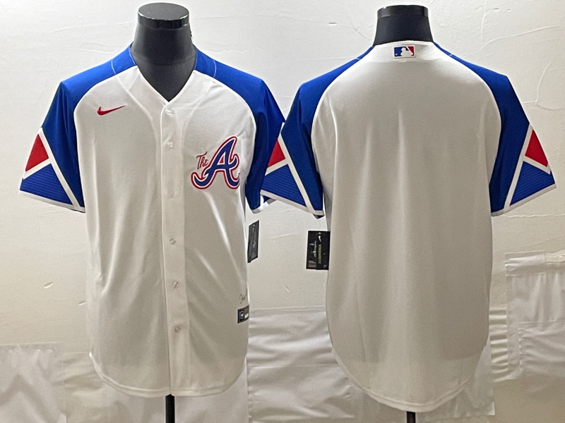 Men's Atlanta Braves White 2023 City Connect Replica Blank Jerseys
