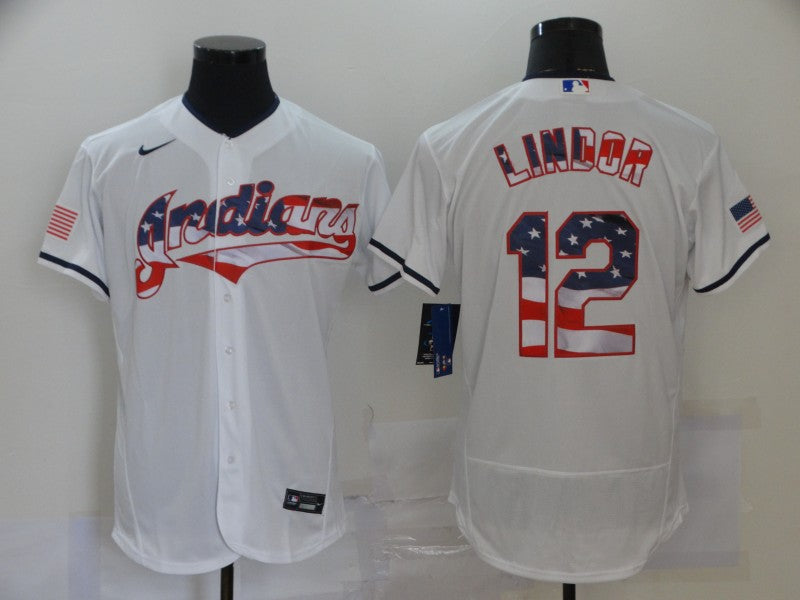Men's Cleveland Guardians Francisco Lindor #12 White Authentic Baseball Jerseys