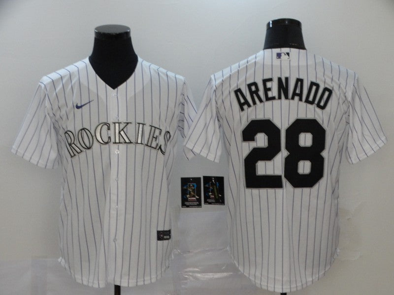 Men's Colorado Rockies Nolan Arenado #28 White Replica Baseball Jerseys