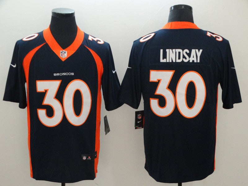 Men's Denver Broncos Phillip Lindsay #30 Navy Game Jerseys