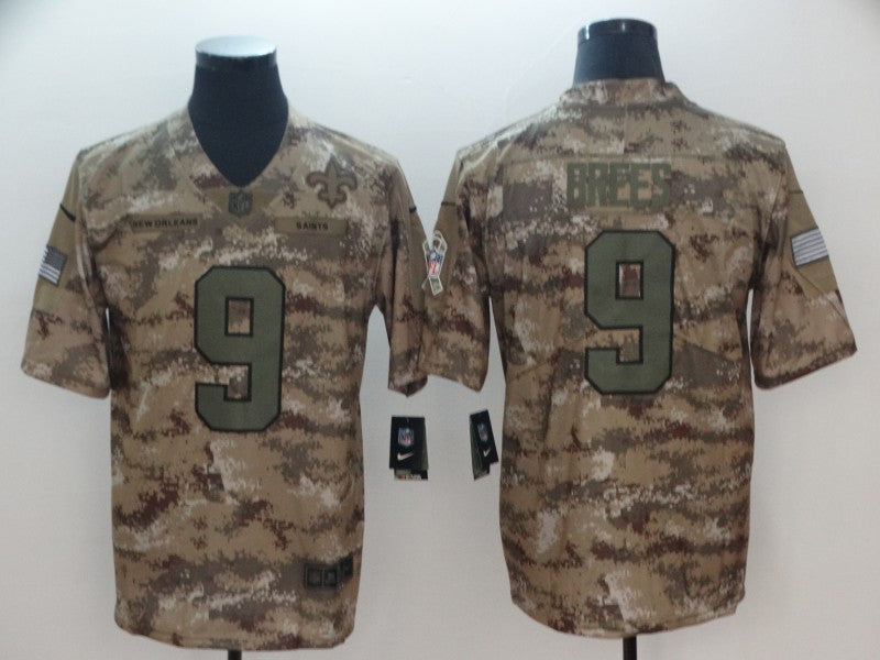 Men's New Orleans Saints Drew Brees #9 Camouflage Game Jerseys