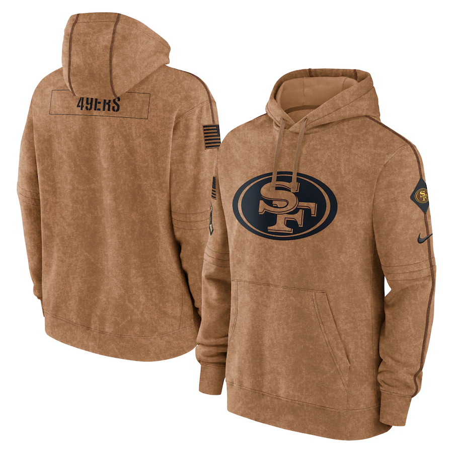 Men's San Francisco 49ers Brown 2023 Salute To Service Club Pullover Hoodie1