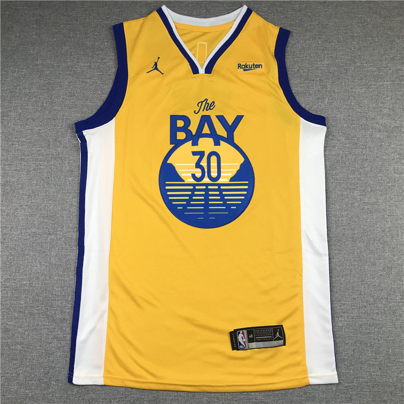Men's Golden State Warriors Stephen Curry Yellow Fast Break Team Replica Jerseys