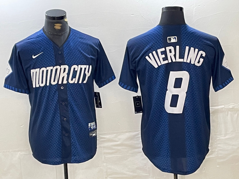 Men's Detroit Tigers Matt Vierling #8 Navy 2024 City Connect Limited Jerseys