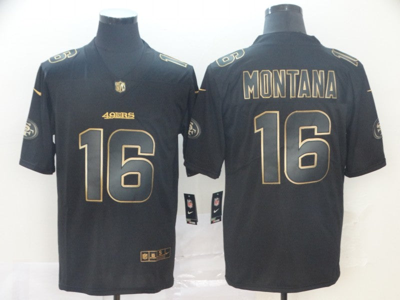 Men's San Francisco 49ers Joe Montana #16 Black Authentic Game Jerseys