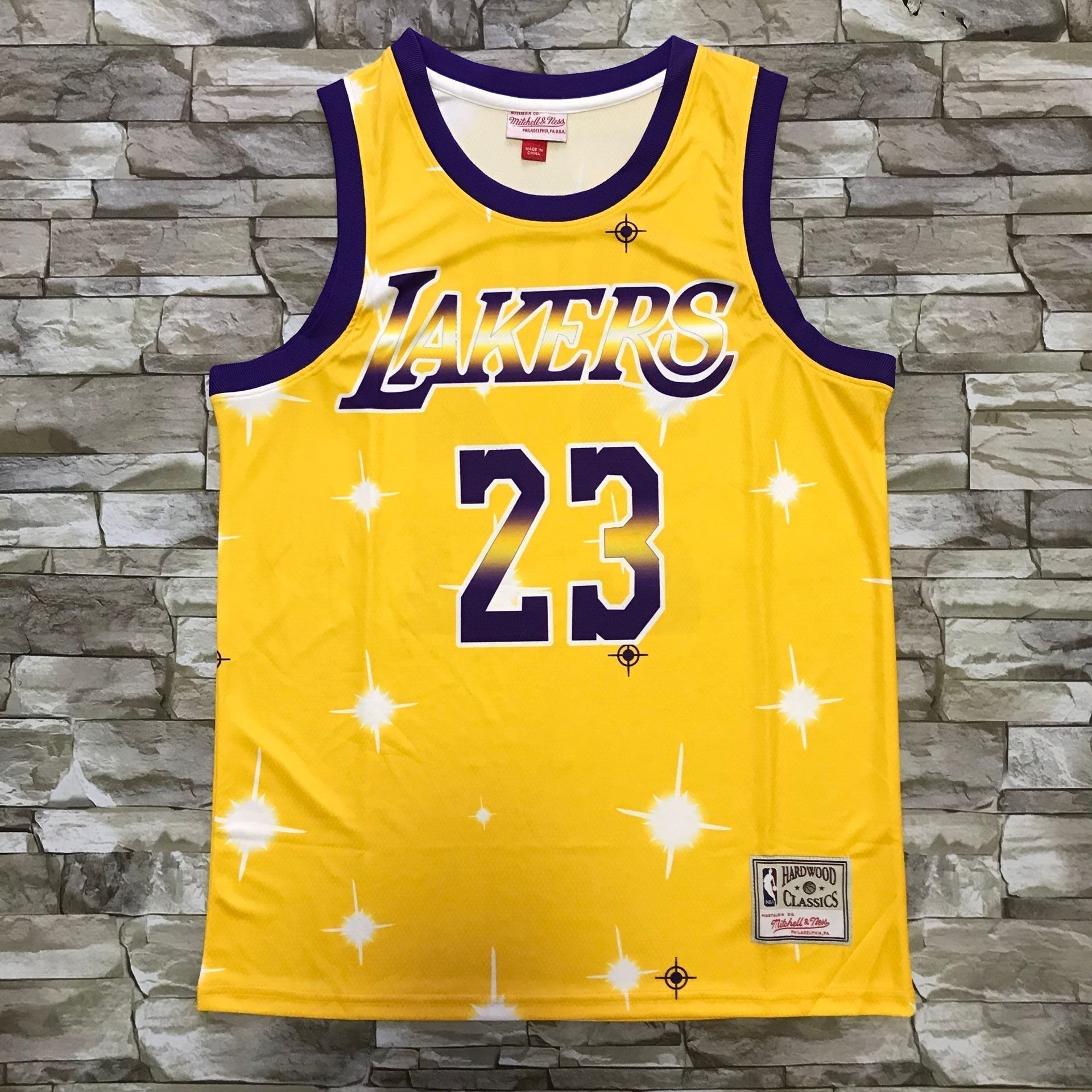 Men's Los Angeles Lakers LeBron James Yellow Hardwood Classics Swingman Jerseys