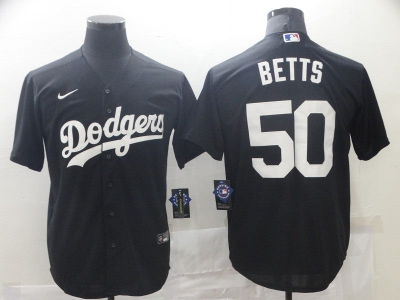 Men's Los Angeles Dodgers Mookie Betts #50 Black Replica Baseball Jerseys