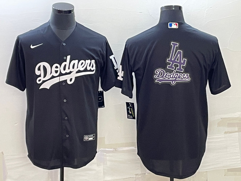 Men's Los Angeles Dodgers Black Authentic Patch Jerseys