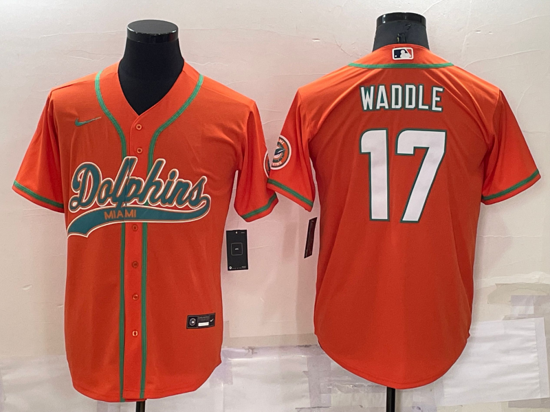 Men's Miami Dolphins Jaylen Waddle #17 Orange Game Jerseys Joint Edition