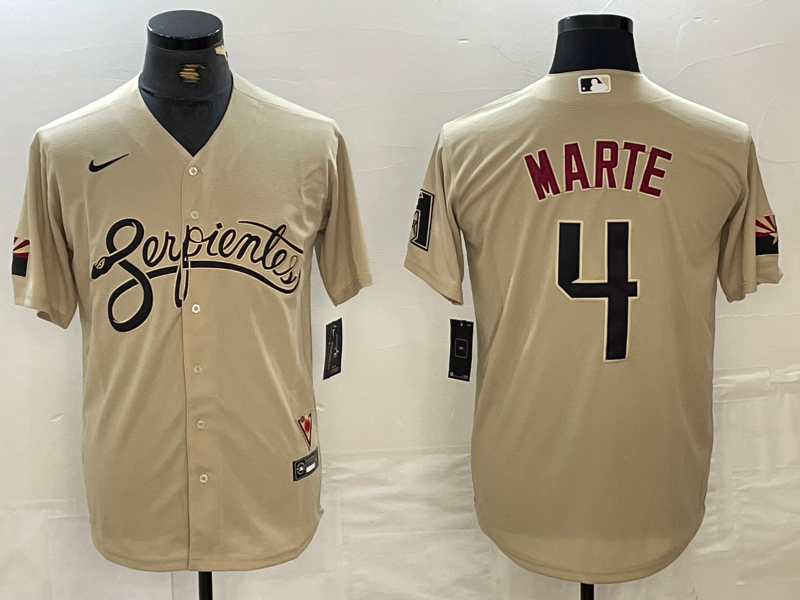 Men's Arizona Diamondbacks Ketel Marte #4 Beige Replica Baseball Jerseys