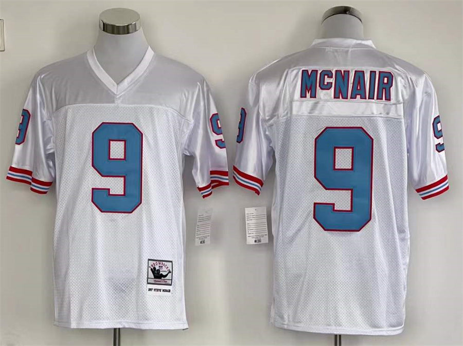 Men's Tennessee Oilers Steve McNair #9 White Legacy Replica Jerseys