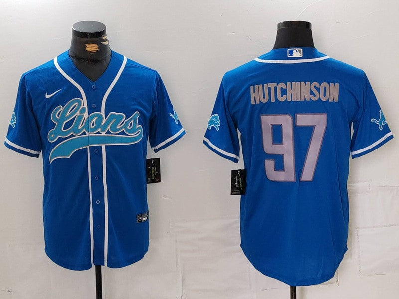 Men's Detroit Lions Aidan Hutchinson #97 Blue Player Jerseys
