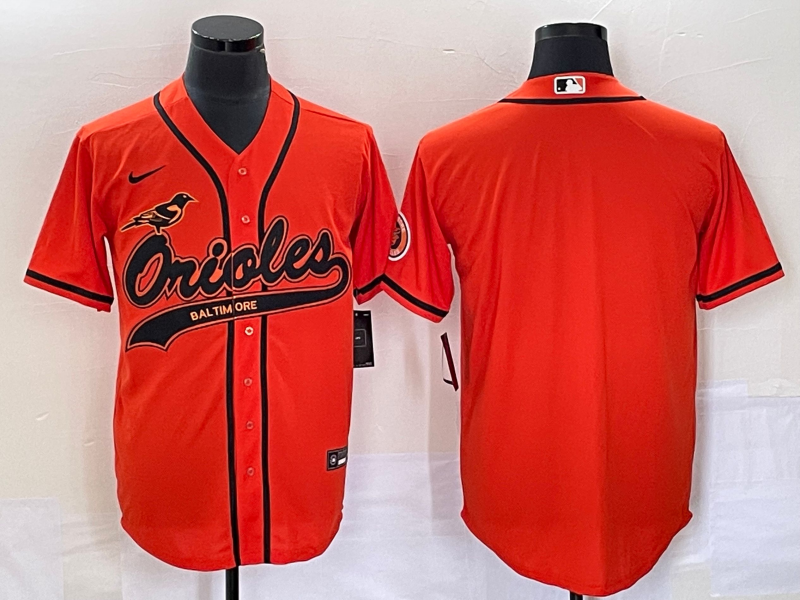 Men's Baltimore Orioles Orange Replica Blank Jerseys Joint Edition