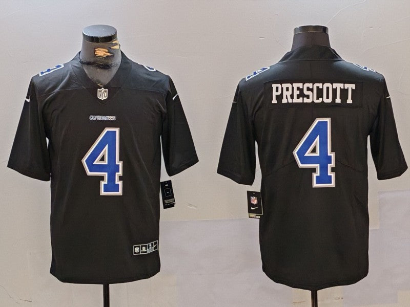 Men's Dallas Cowboys Dak Prescott Black Game Player Jerseys