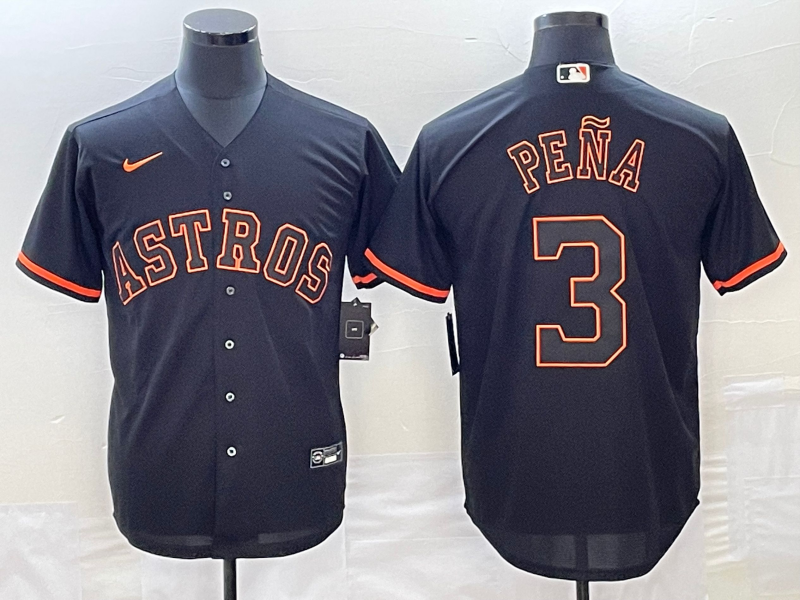 Men's Houston Astros Jeremy Pena #3 Black Authentic Game Jerseys