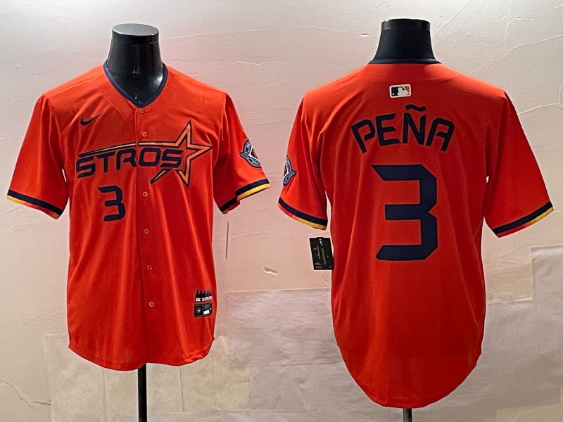 Men's Houston Astros Jeremy Pena #3 Orange 2025 City Connect Limited Player Jerseys