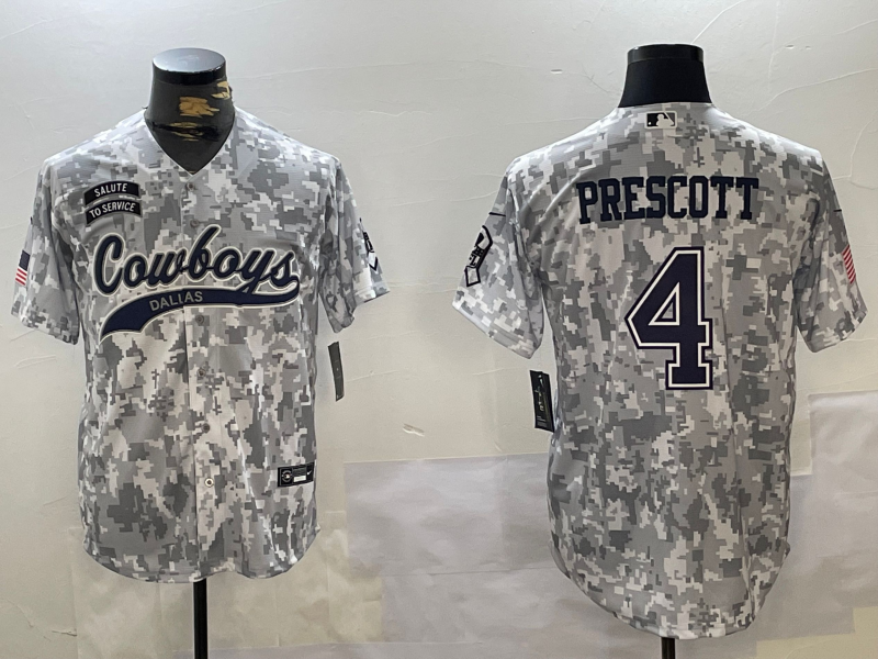 Men's Dallas Cowboys Dak Prescott #4 Arctic Camo 2024 Salute to Service Player Jerseys