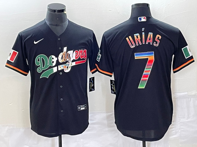 Men's Los Angeles Dodgers Julio Urias #7 Black Alternate Replica Player Jerseys