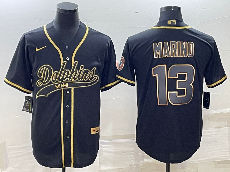 Men's Miami Dolphins Dan Marino #13 Black Game Player Jerseys Joint Edition