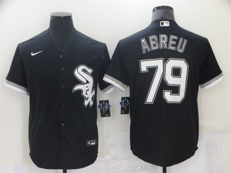 Men's Chicago White Sox Jose Abreu #79 Black Replica Baseball Jerseys