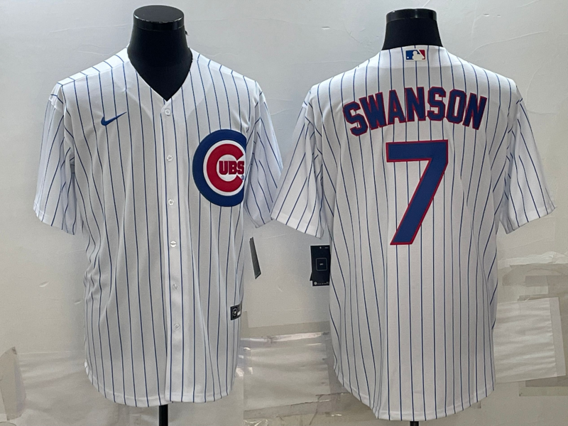 Men's Chicago Cubs Dansby Swanson White Home Replica Player Jerseys