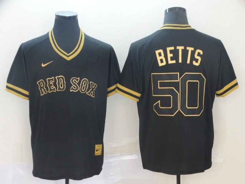 Men's Boston Red Sox Mookie Betts #50 Black Replica Baseball Jerseys