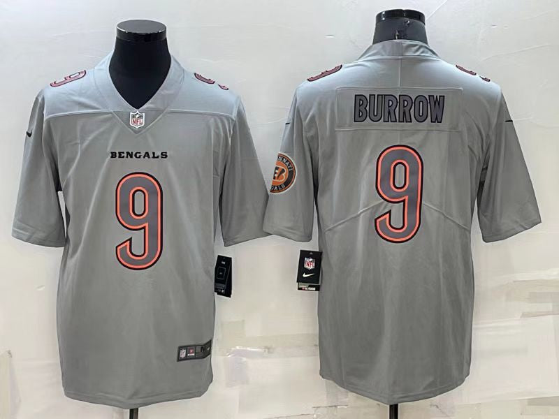 Men's Cincinnati Bengals Joe Burrow #9 Gray Atmosphere Fashion Game Jerseys