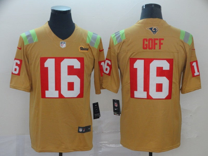Men's Los Angeles Rams Jared Goff #16 Yellow City Edition Game Jerseys