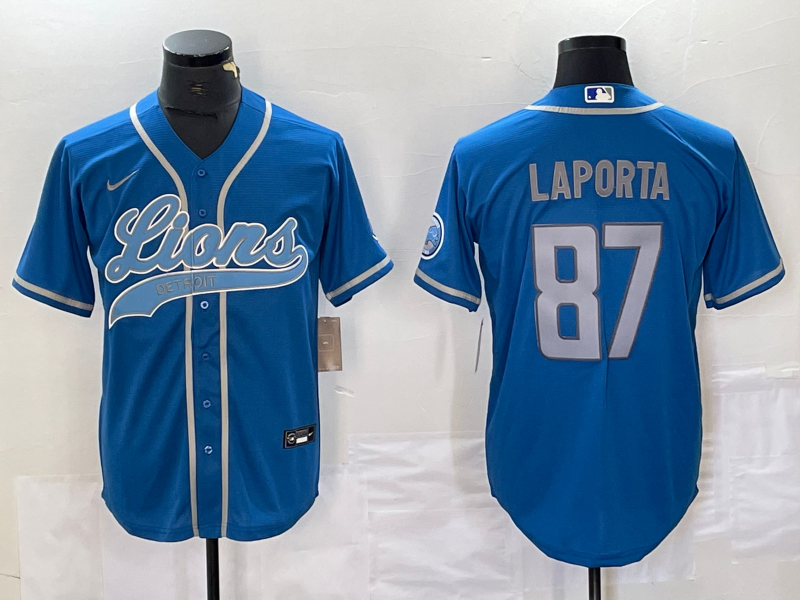 Men's Detroit Lions Sam LaPorta #87 Blue Player Jerseys Joint Edition