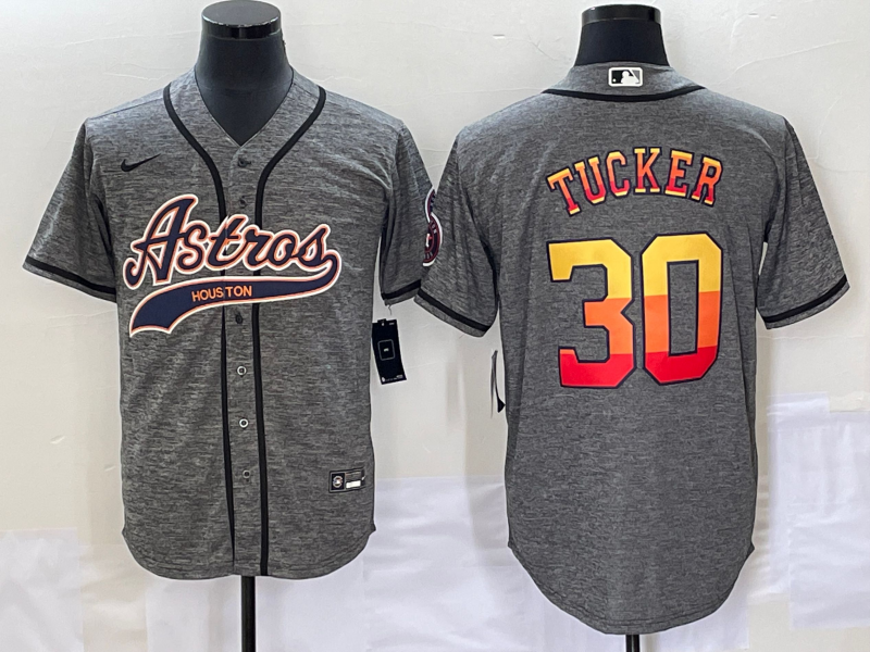 Men's Houston Astros Kyle Tucker #30 Gray Replica Player Jerseys Joint Edition