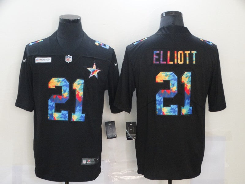 Men's Dallas Cowboys Ezekiel Elliott #21 Black Game Player Jerseys
