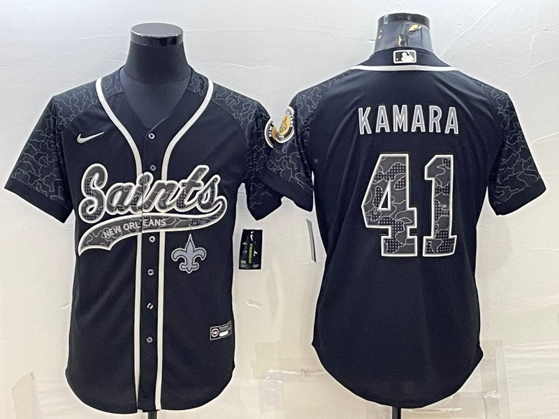 Men's New Orleans Saints Alvin Kamara #41 Black RFLCTV Limited Jerseys Joint Edition