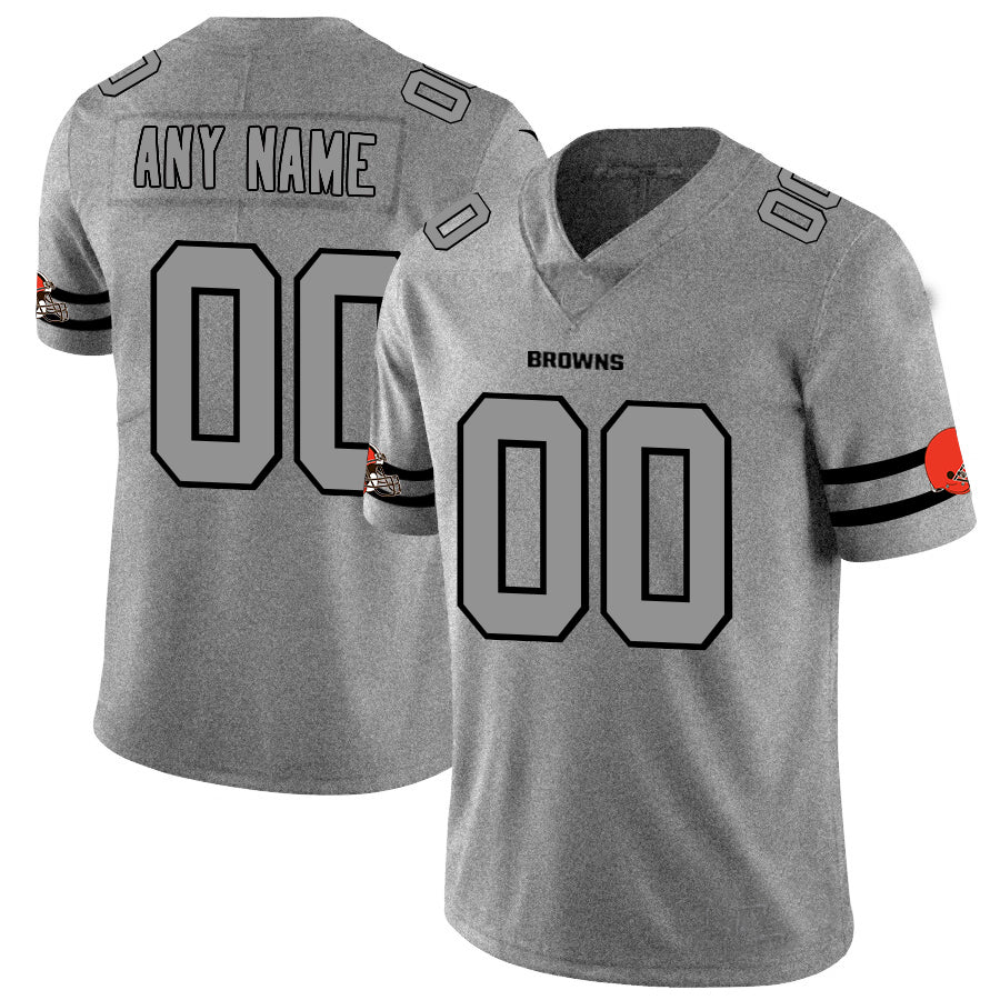 Custom1 Cleveland Browns 2019 Gray Gridiron Gray Vapor Untouchable Limited Jerseys Stitched American Football Jerseys
