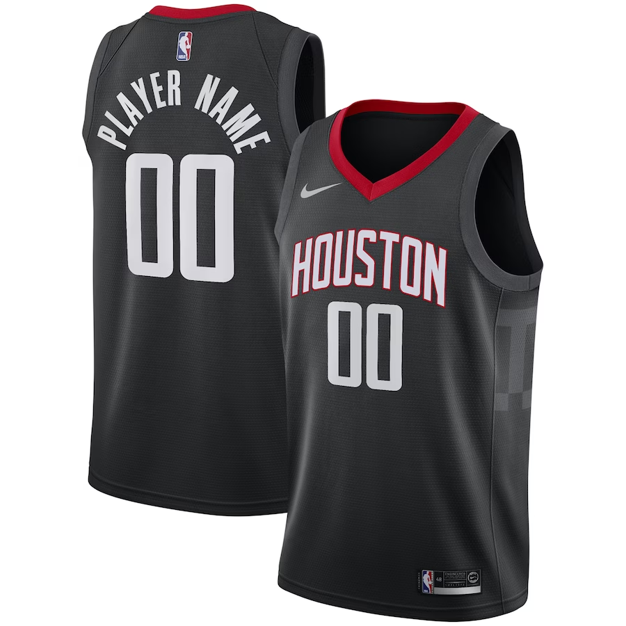 Men's Houston Rockets Black Swingman Custom Jerseys - Statement Edition