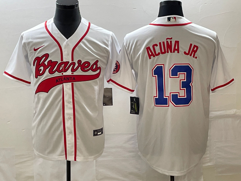 Men's Atlanta Braves Ronald Acuna Jr. #13 White Replica Player Jerseys Joint Edition