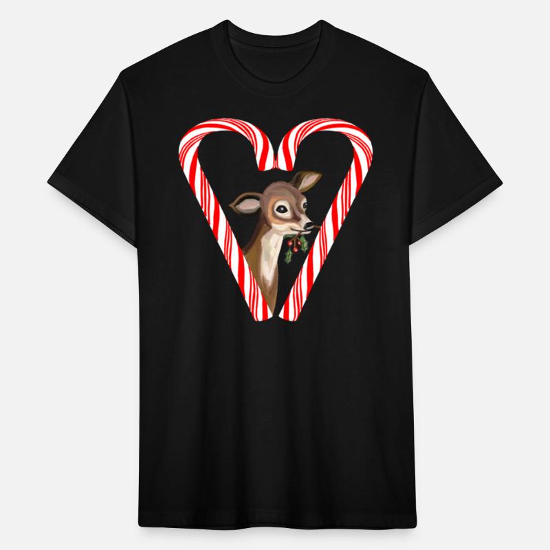 Baby Deer Peeking from Candy Cane Heart