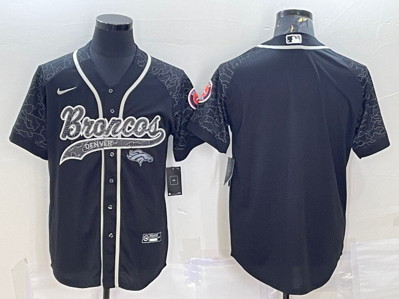 Men's Denver Broncos Black RFLCTV Limited Blank Jerseys