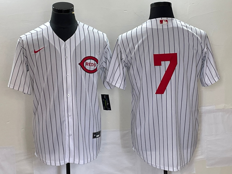 Men's Cincinnati Reds Spencer Steer #7 White 2022 MLB at Field of Dreams Game Authentic Player Jerseys