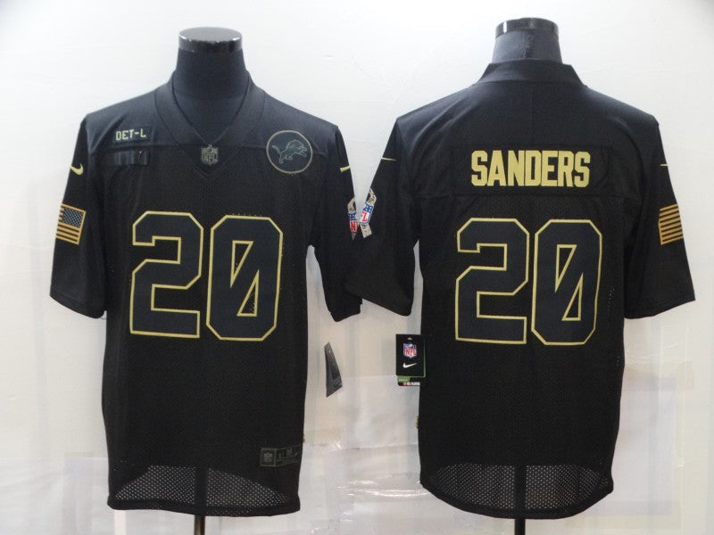 Men's Detroit Lions Barry Sanders #20 Black Jerseys
