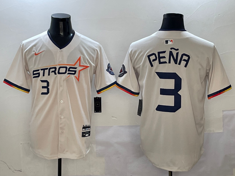 Men's Houston Astros Jeremy Pena #3 Cream 2025 City Connect Limited Player Jerseys