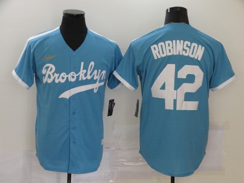 Men's Los Angeles Dodgers Jackie Robinson #42 Light Blue Replica Baseball Jerseys