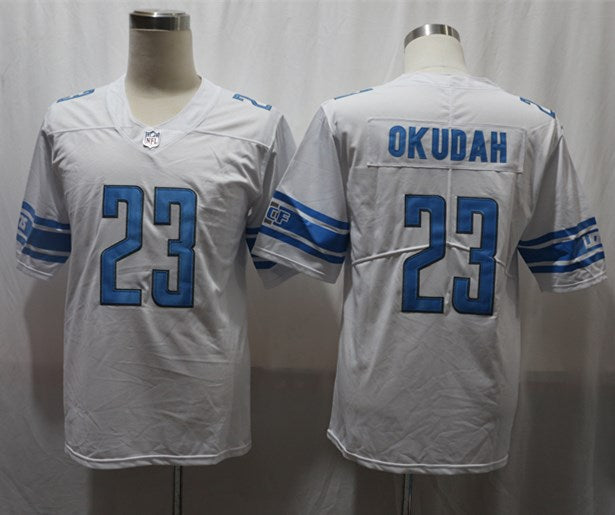 Men's Detroit Lions Jeff Okudah #23 White Game Jerseys