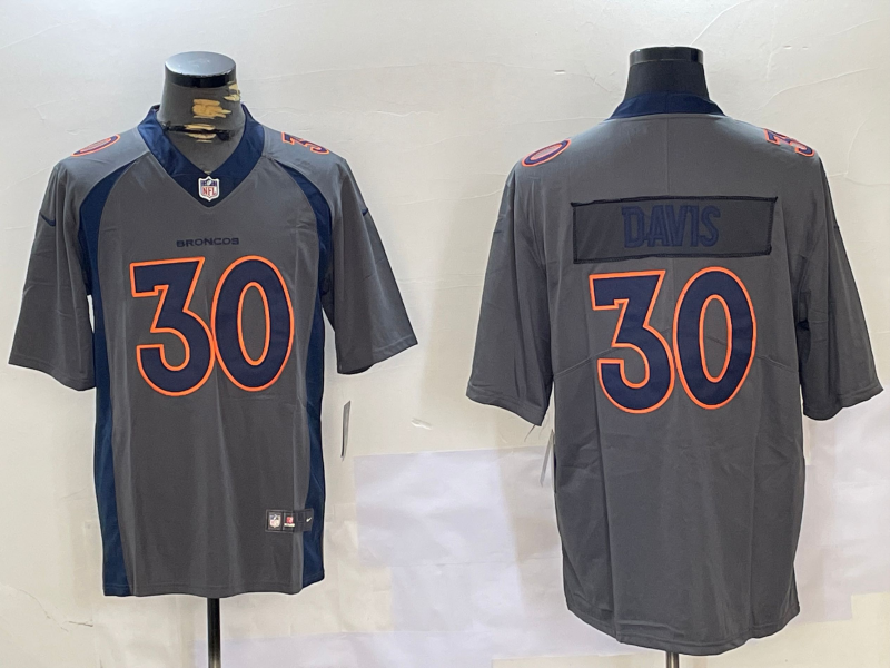 Men's Denver Broncos Terrell Davis #30 Gray Game Jerseys
