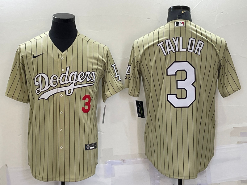 Men's Los Angeles Dodgers Chris Taylor #3 Gold Replica Baseball Jerseys