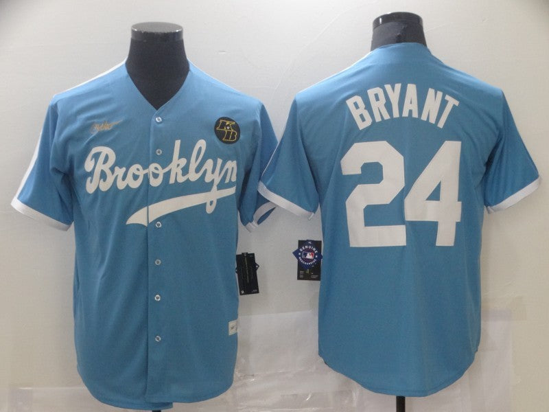 Men's Los Angeles Dodgers Kobe Bryant #24 Light Blue Replica Baseball Jerseys